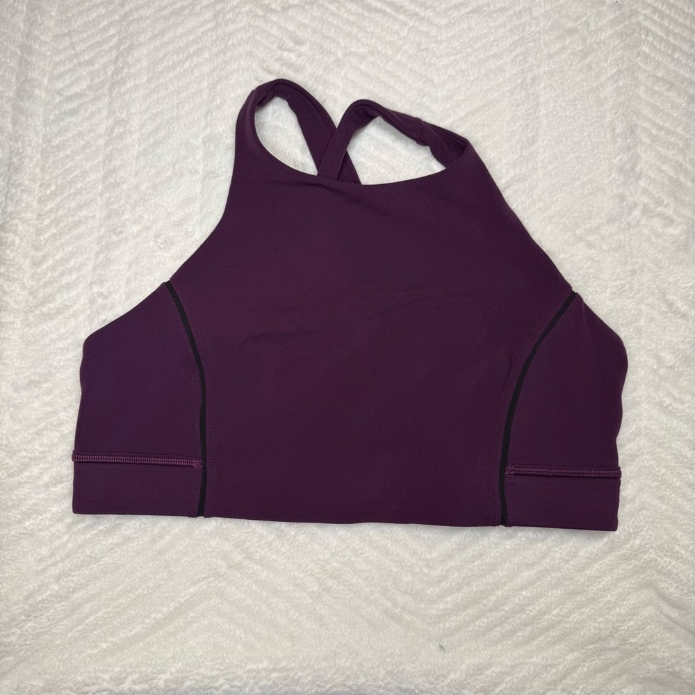 Lululemon High Neck Long Line Sports Bra Plum Purple Size M